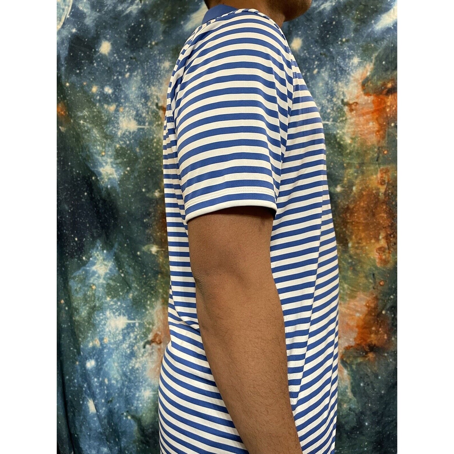 Men’s Doherty High School Spartans Striped blue Nike Golf Shirt Sleeve Shirt L