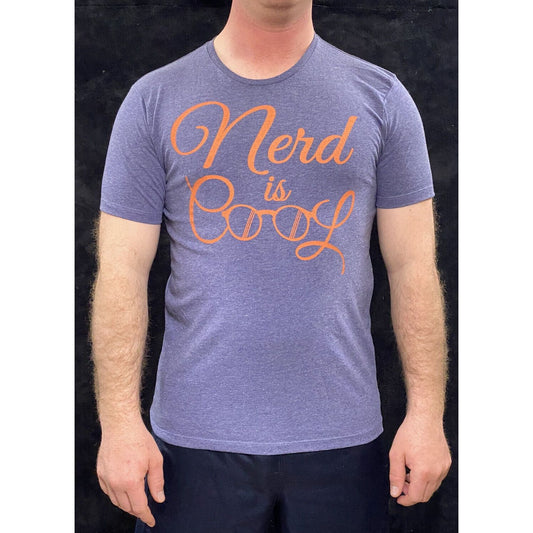 Folded & Hung OOTD “Nerd Is Cool” Print Men’s Large Purple Cotton Muscle Shirt