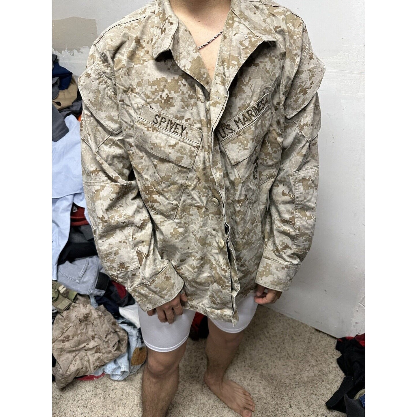 Men’s USMC Marine Corps Blouse Top Uniform Large Short