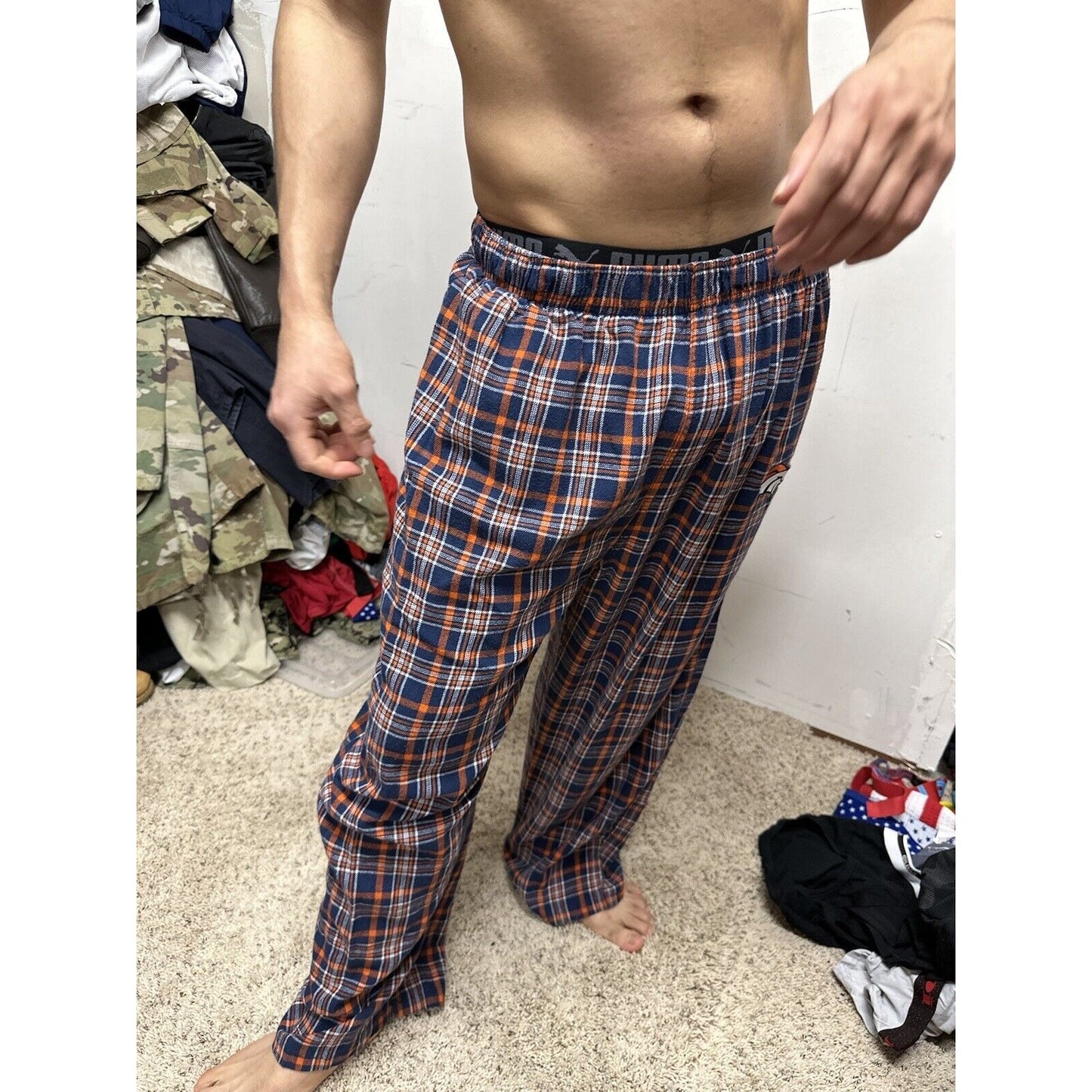 Men’s Plaid NFL Team Large Denver Broncos Pajama Pants Lounge Sleepwear