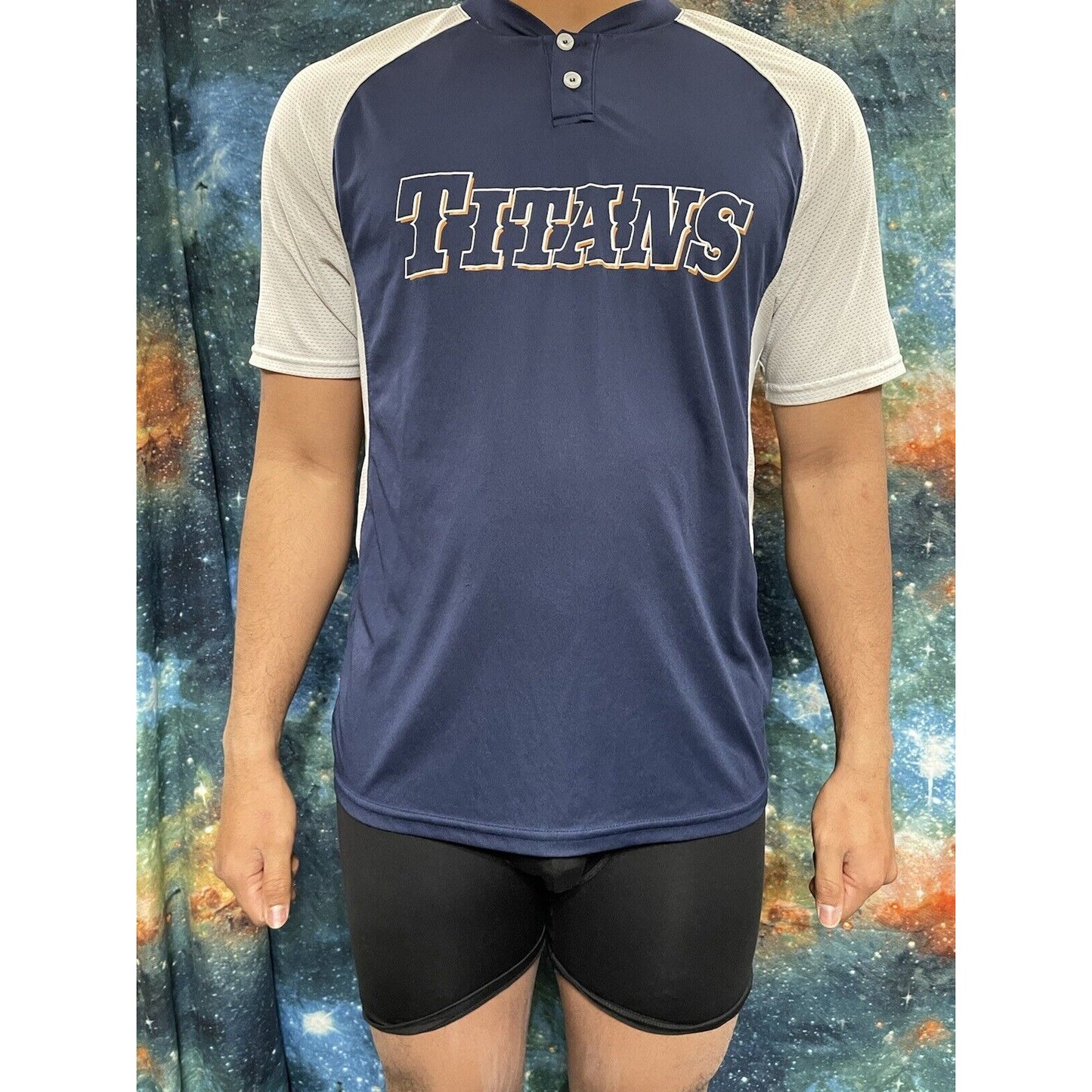 Men’s Medium A4 Baseball Jersey Titans Navy Blue