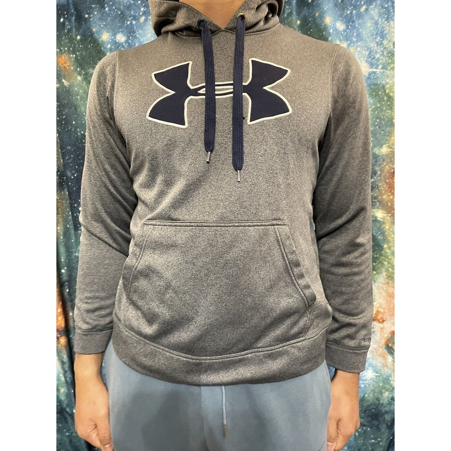 Under Armour Small Gray Navy Blue Hoodie pullover