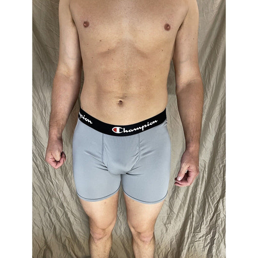 men's champion gray boxer brief polyester
