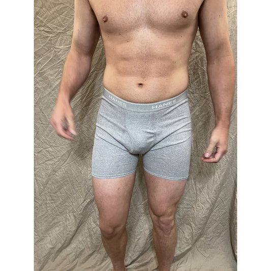 men's hanes gray boxer brief comfort flex medium