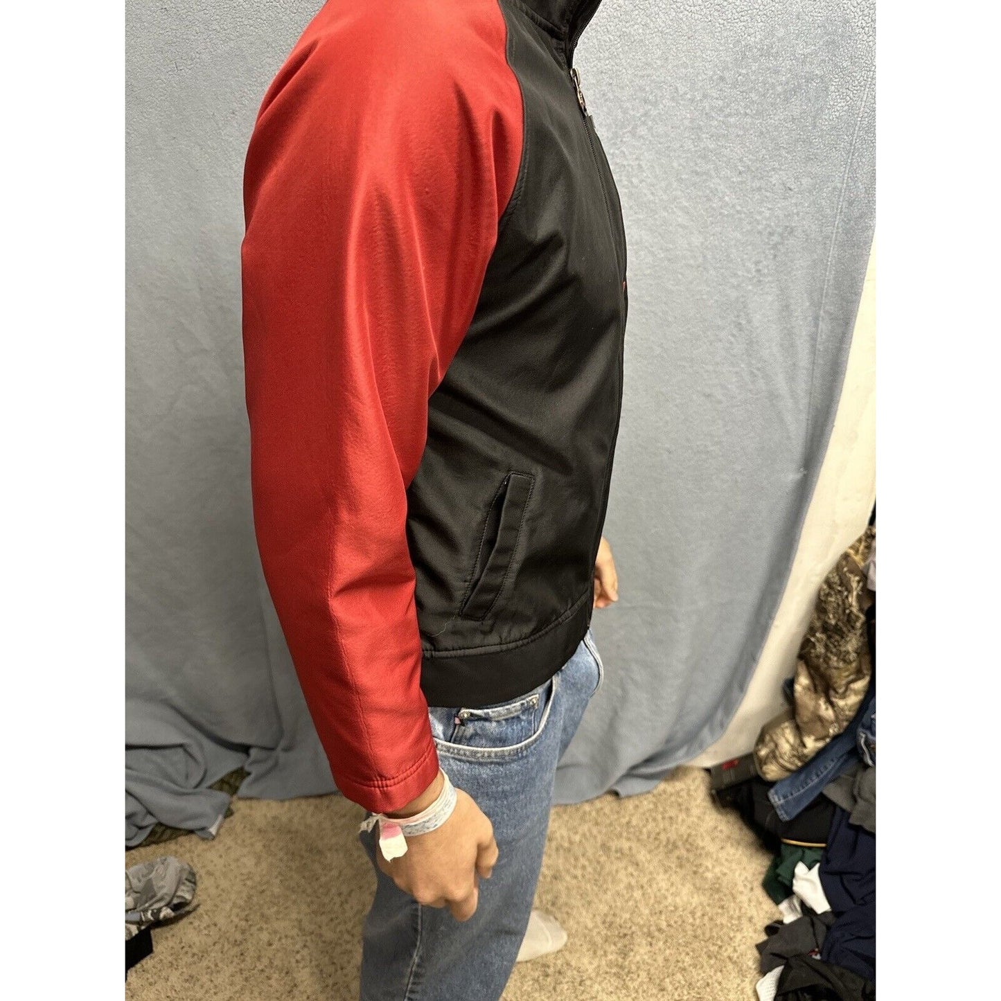 Boys Medium 12/14 AND1 Full Zip Jacket Red Black Polyester