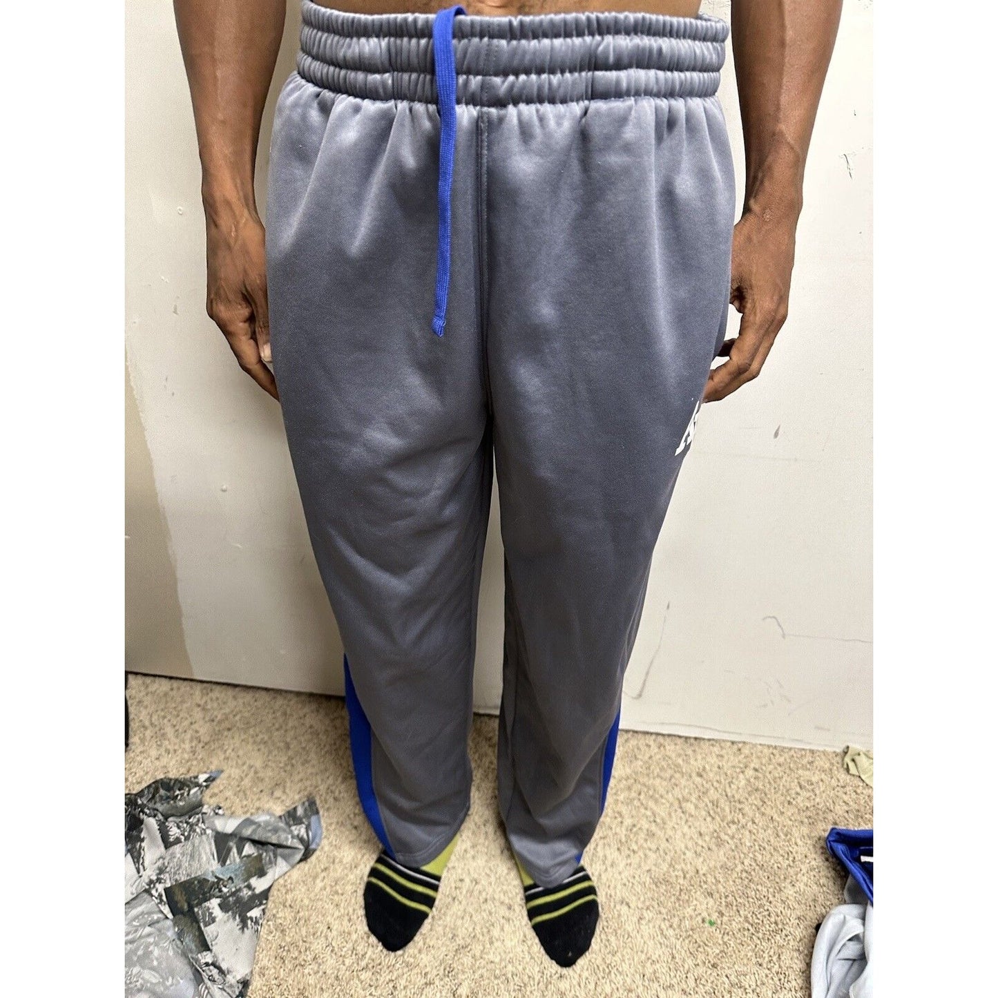 Men’s Gray Large Russell Polyester Sweat Pants With Pockets Air Force Falcons US