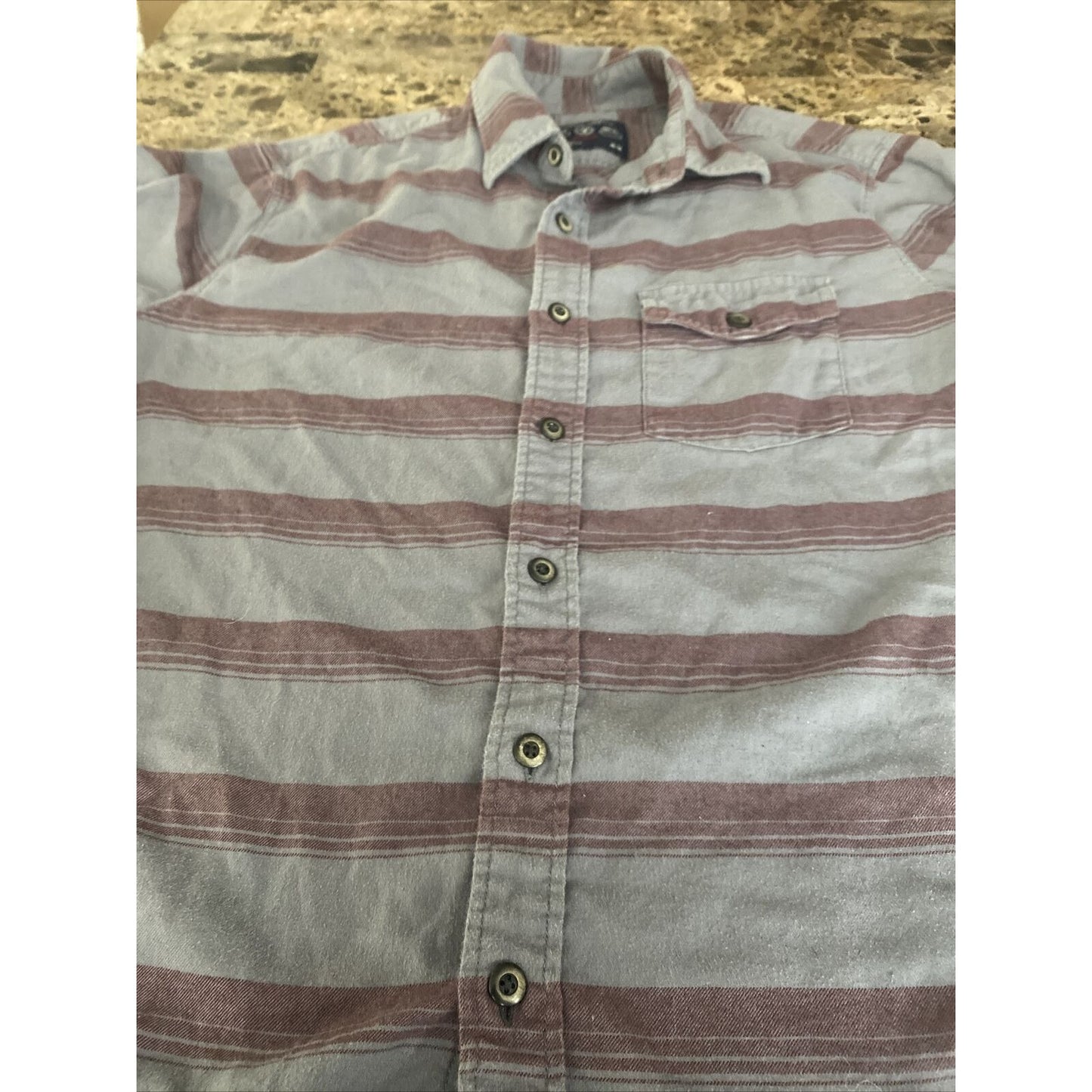 American Eagle Outfitters Men’s Medium Red Gray Stripes Prep Fit Long Sleeves