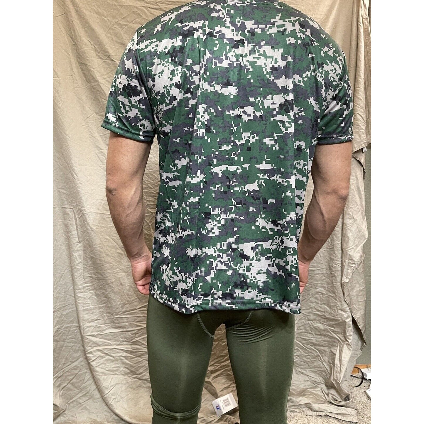 Boy's Youth Large Digi Camo Alleson Athletic Green Compression Workout Shirt