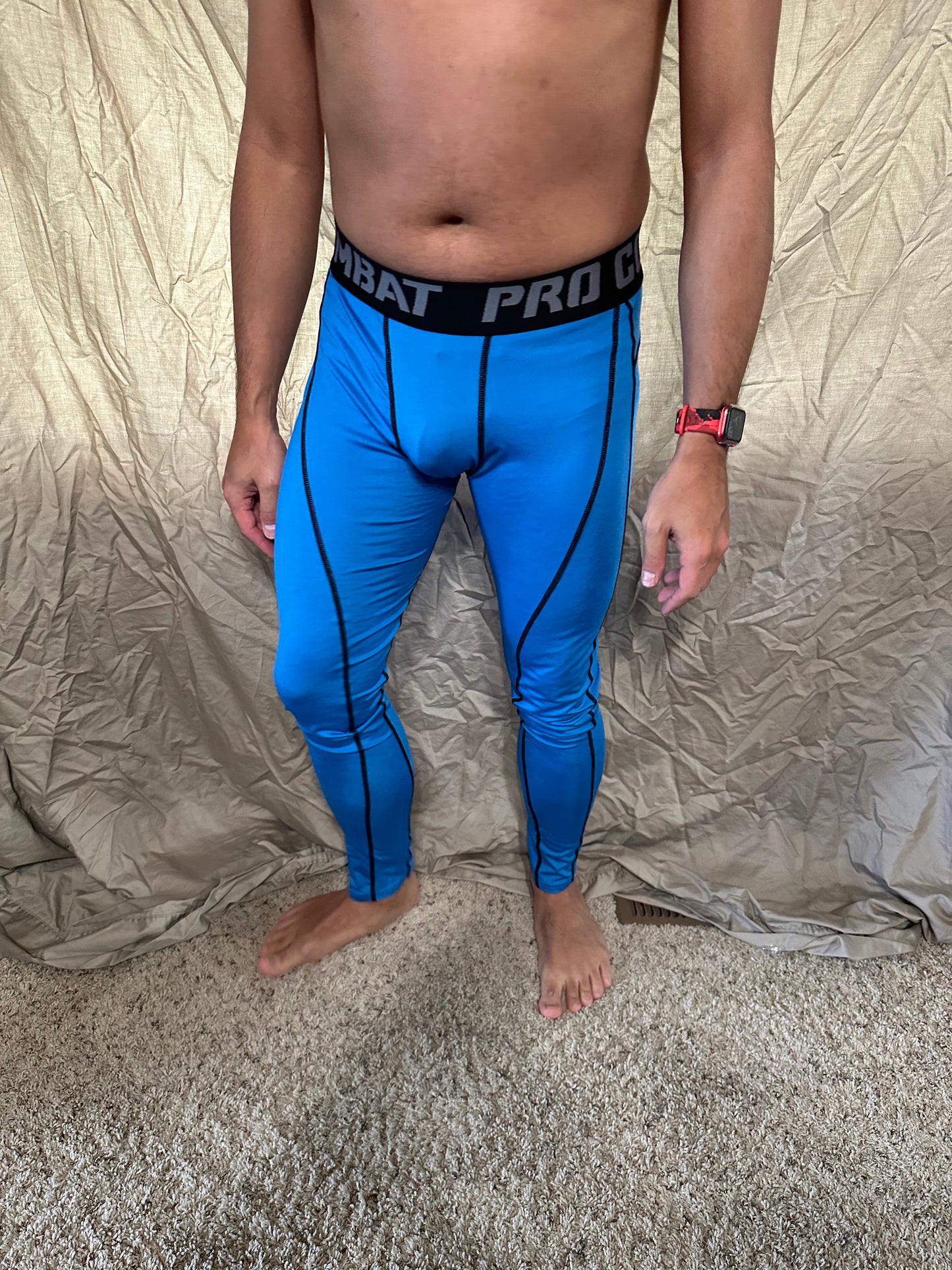 Men’s blue pro combat medium sport athletic base layer compression pants