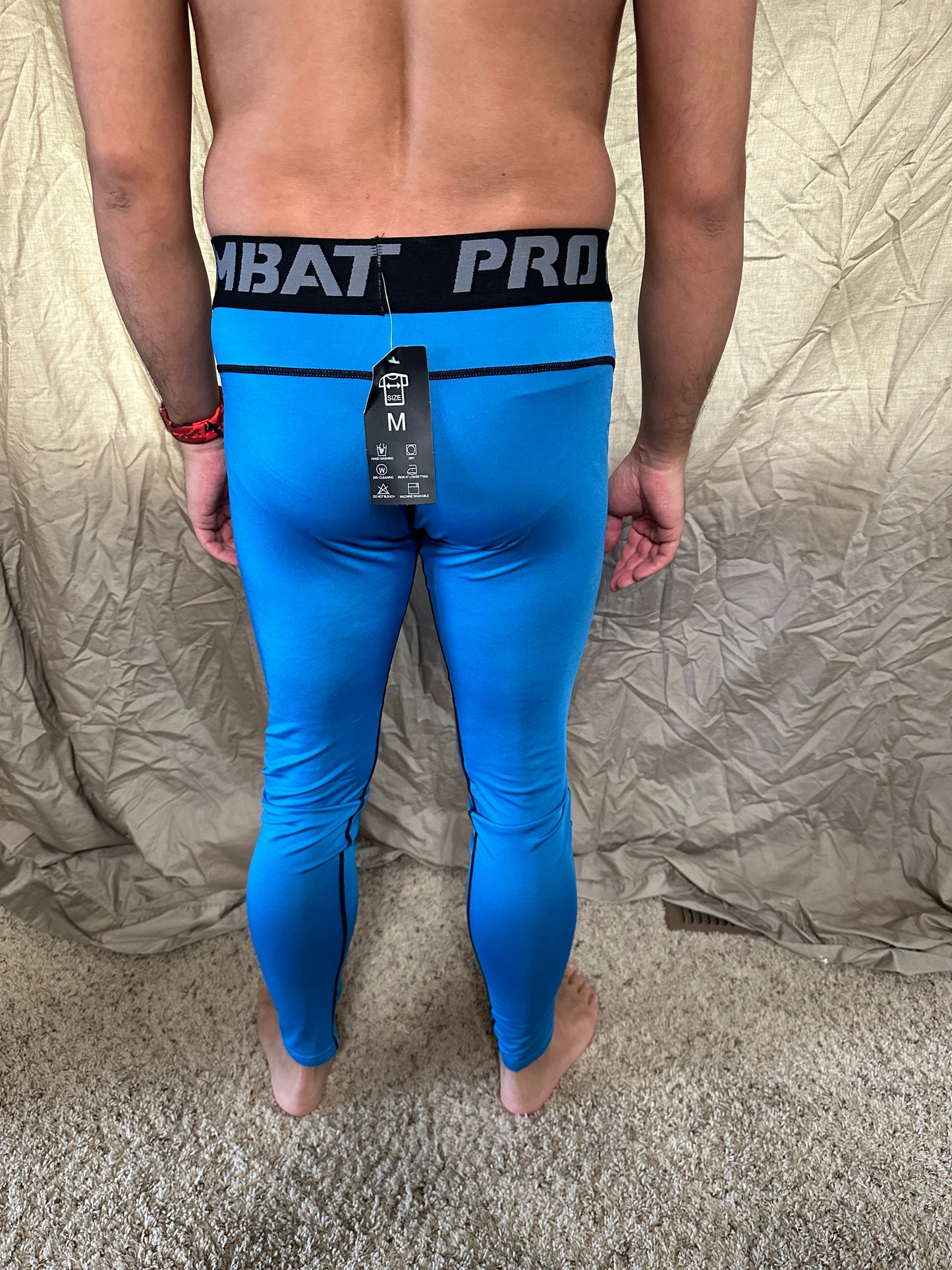 Men’s blue pro combat medium sport athletic base layer compression pants