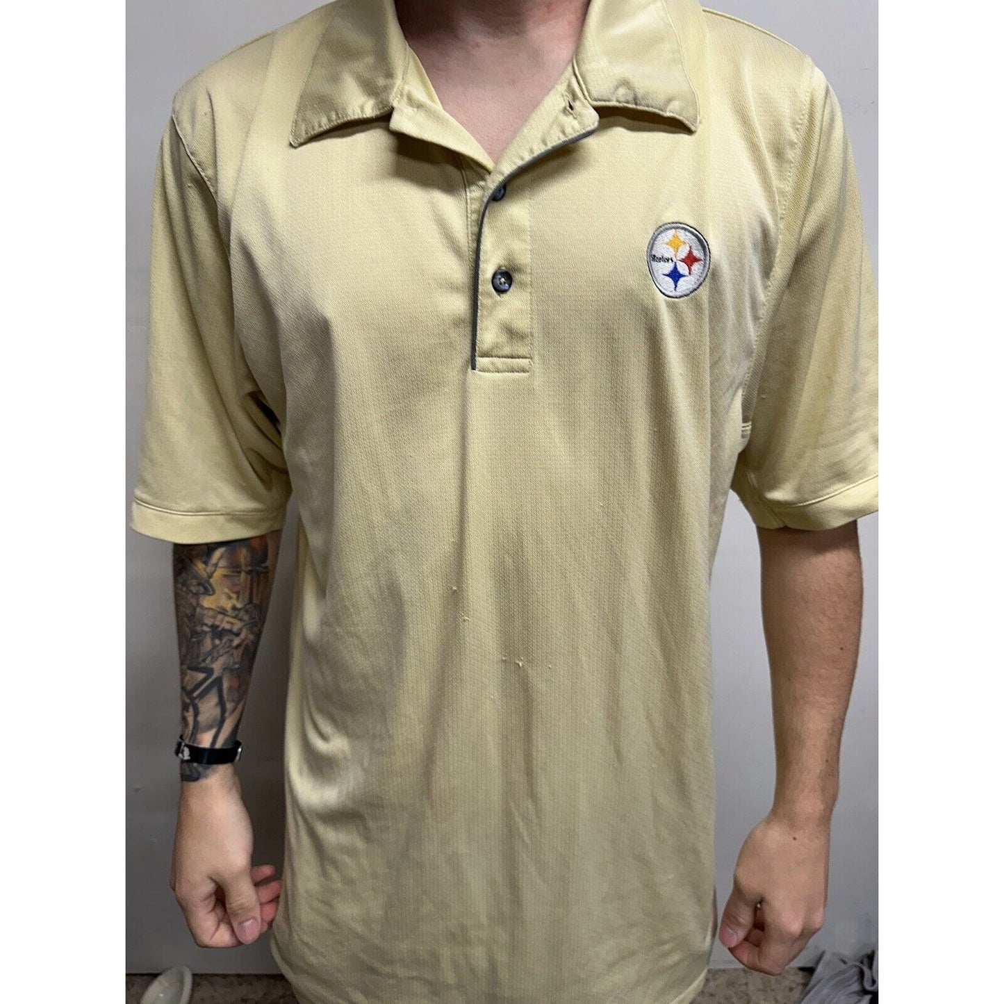 Men’s Medium Pittsburgh Steelers Prestige Sport Yellow Polo Shirt NFL