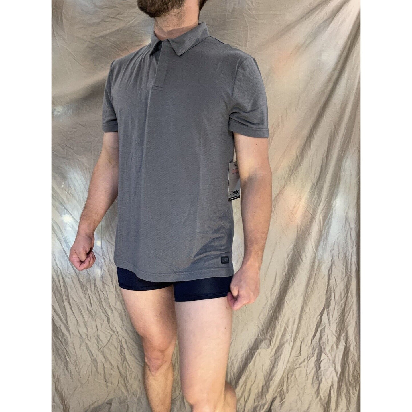 men's gray MSX michael strahan large castle rock polo shirt