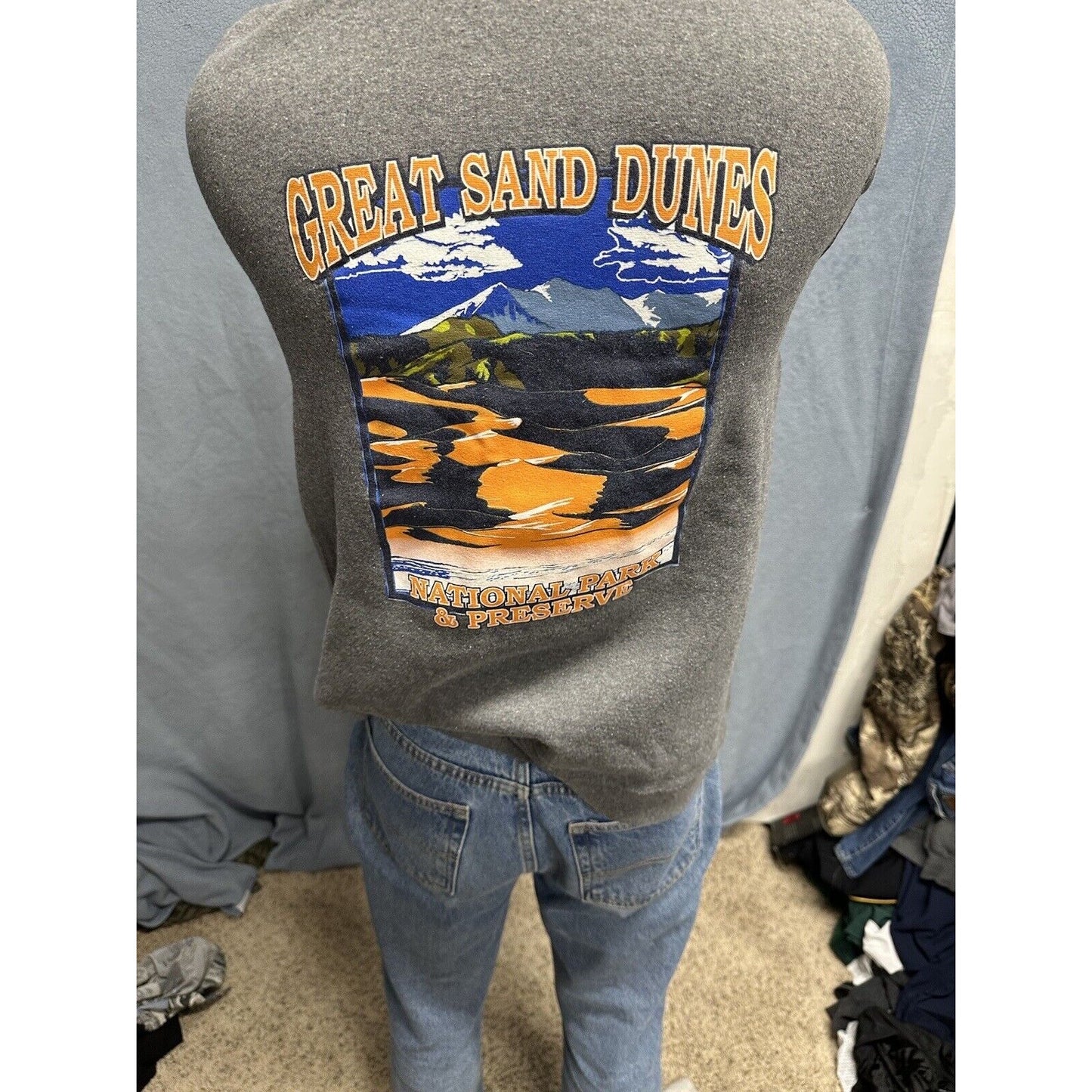 Men’s Gray XL Hoodie Pullover Lone Rock Great Sand Dunes National Park Colorado