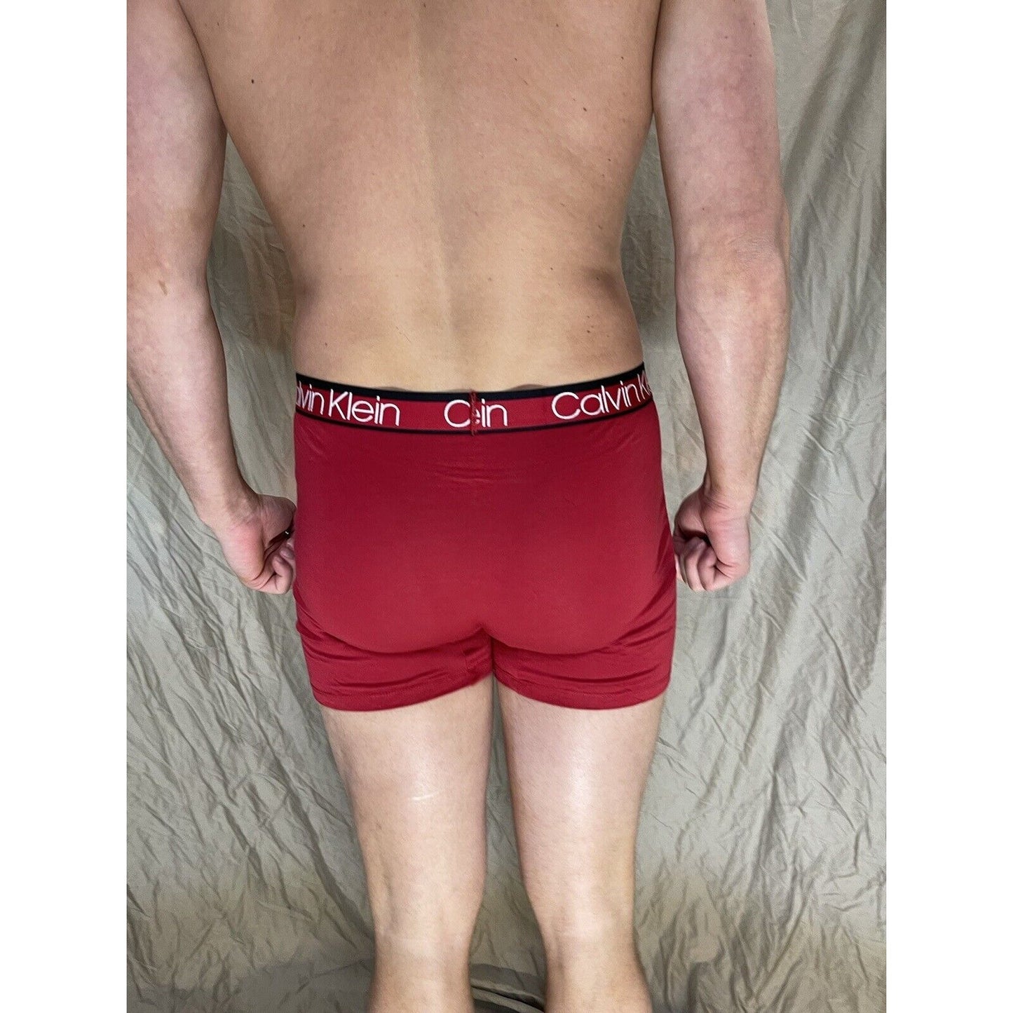 men's red calvin klein boxer brief large