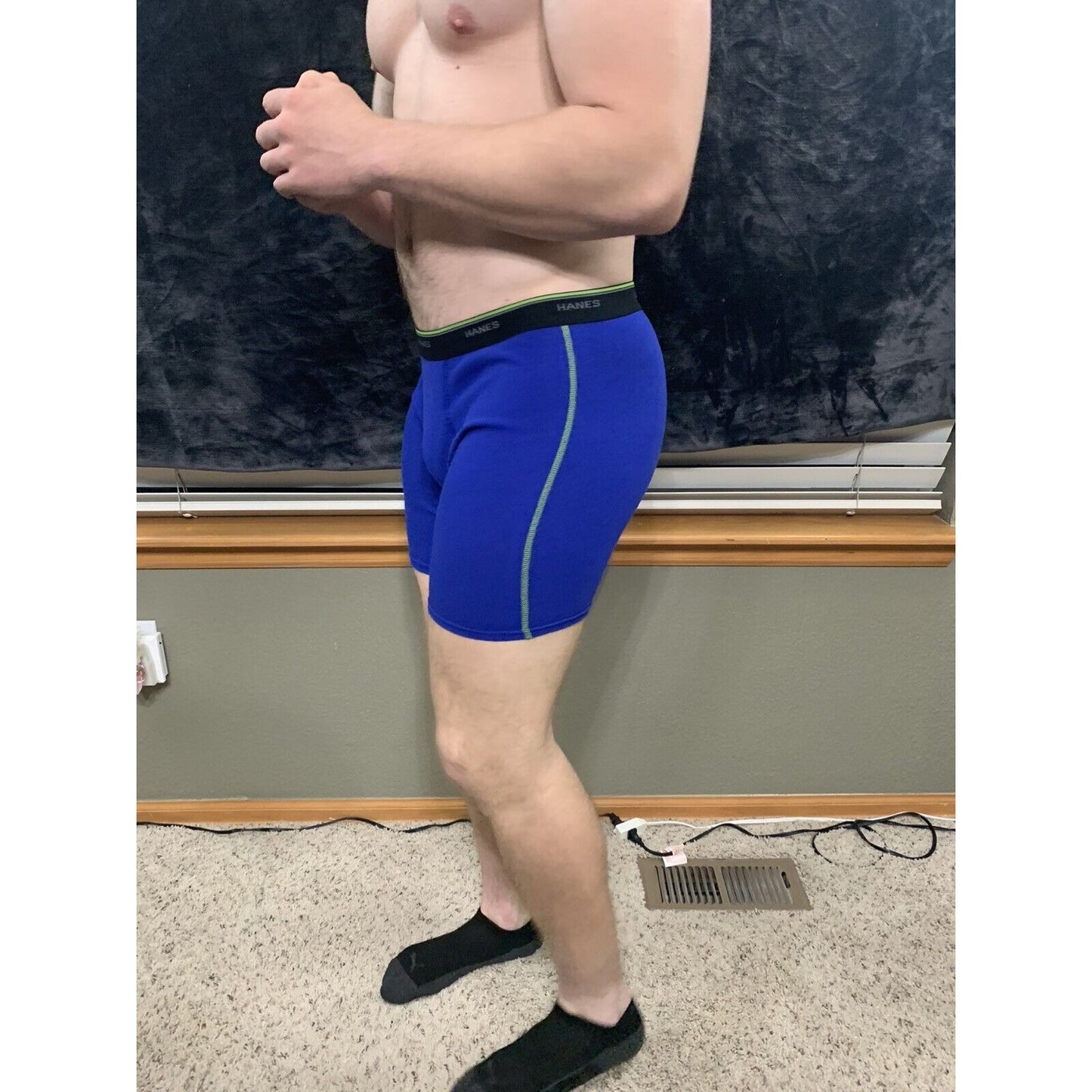 Men’s Hanes Comfort Flex Royal Blue Black Band Boxer Briefs