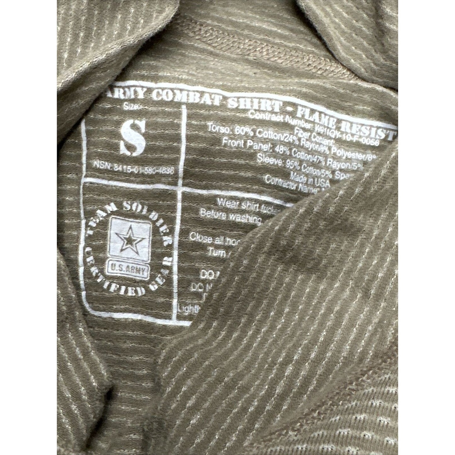 Men’s Army Combat Shirt Flame Resistant Size Small Ocp Pattern