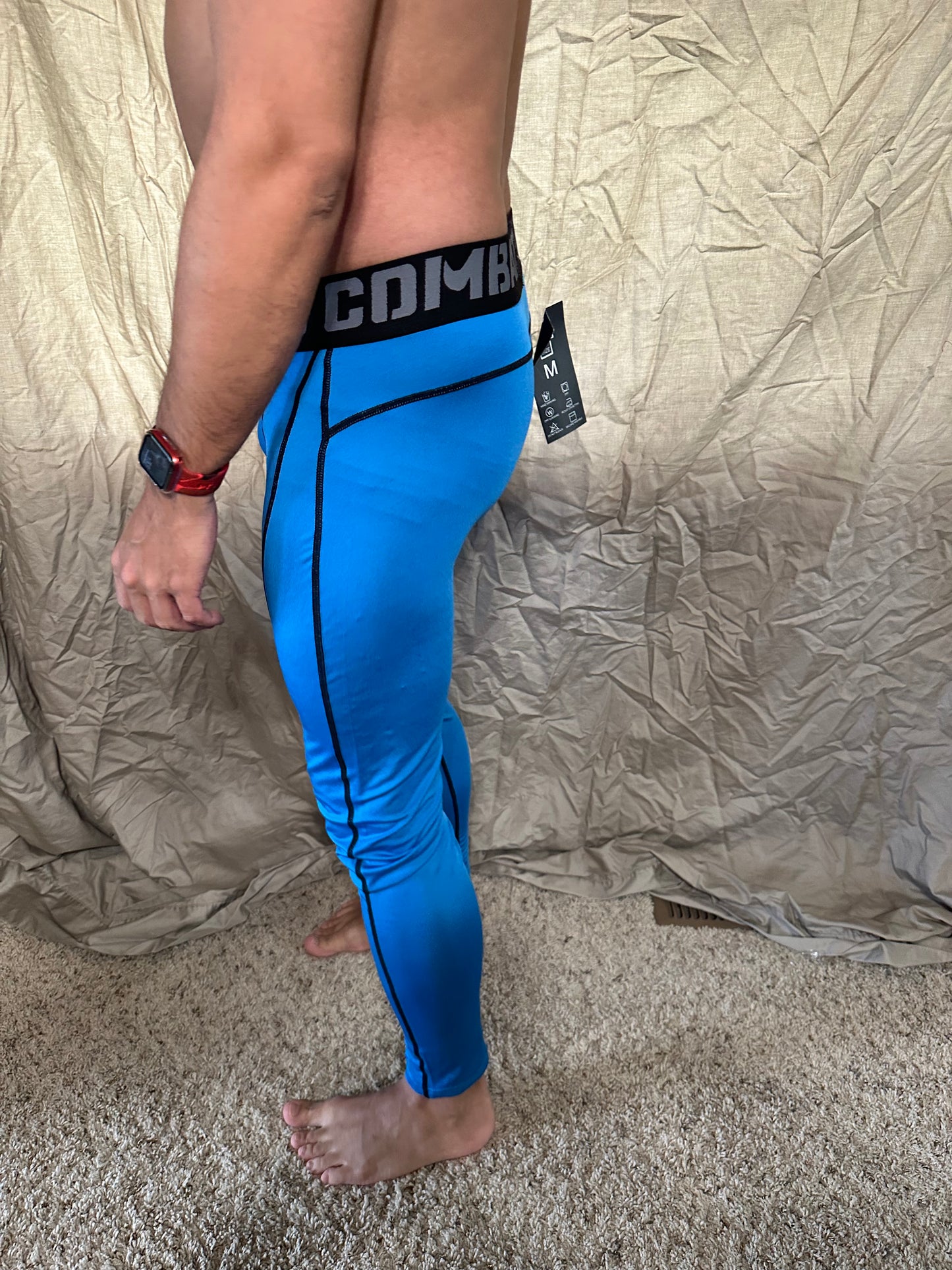 Men’s blue pro combat medium sport athletic base layer compression pants