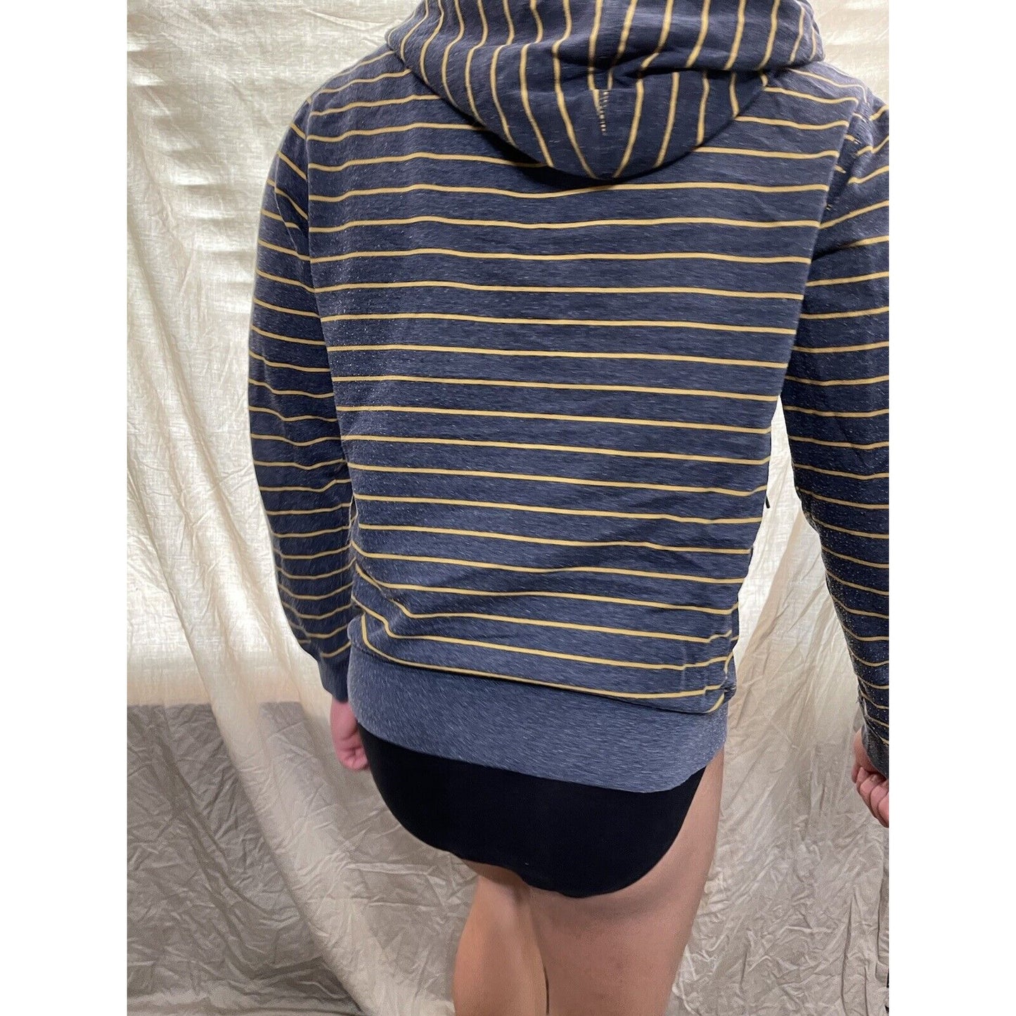 men's old navy small full zip hoodie bluish Gray With  yellow stripes