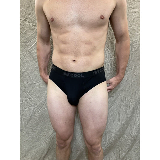 men's black 32 degrees 8% spandex athletic brief small