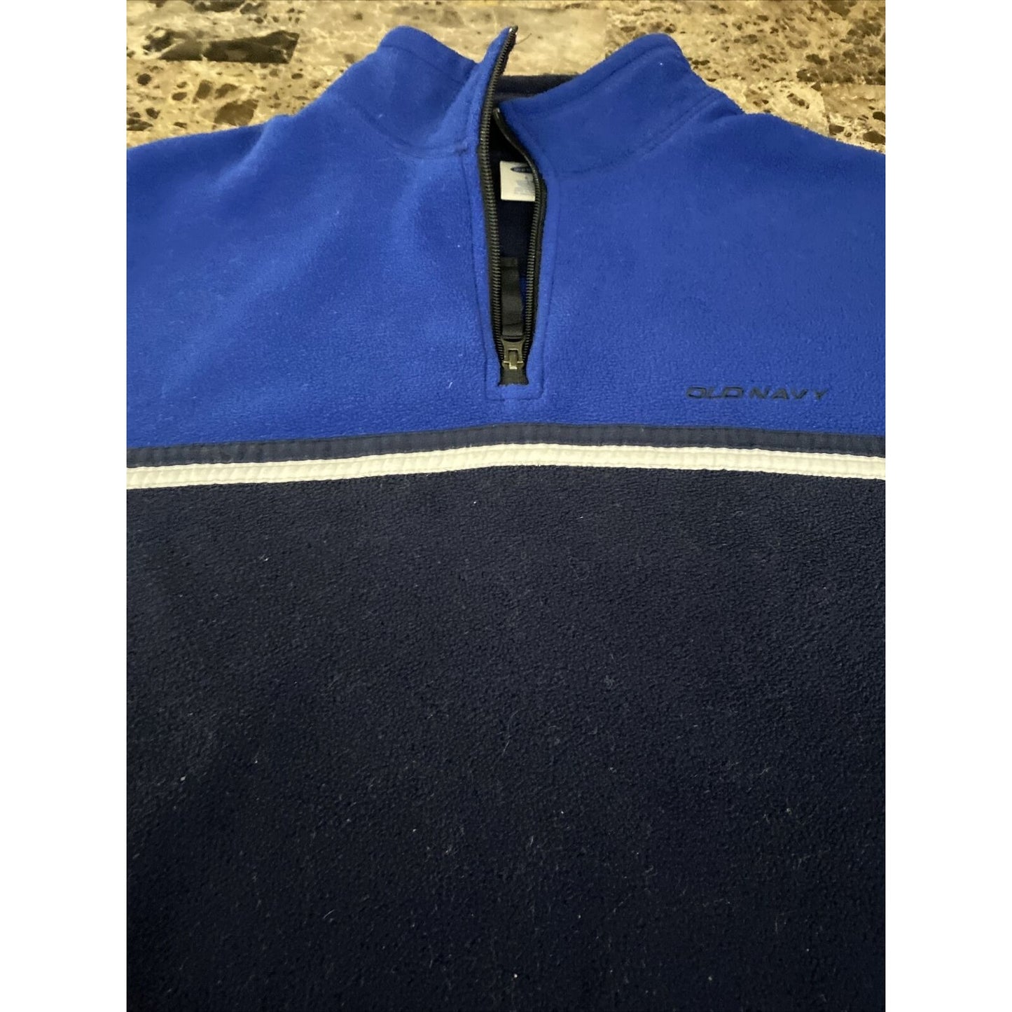 Old Navy Men’s Large Black & Blue 1/4-Zip Fleece Pullover Sweatshirt