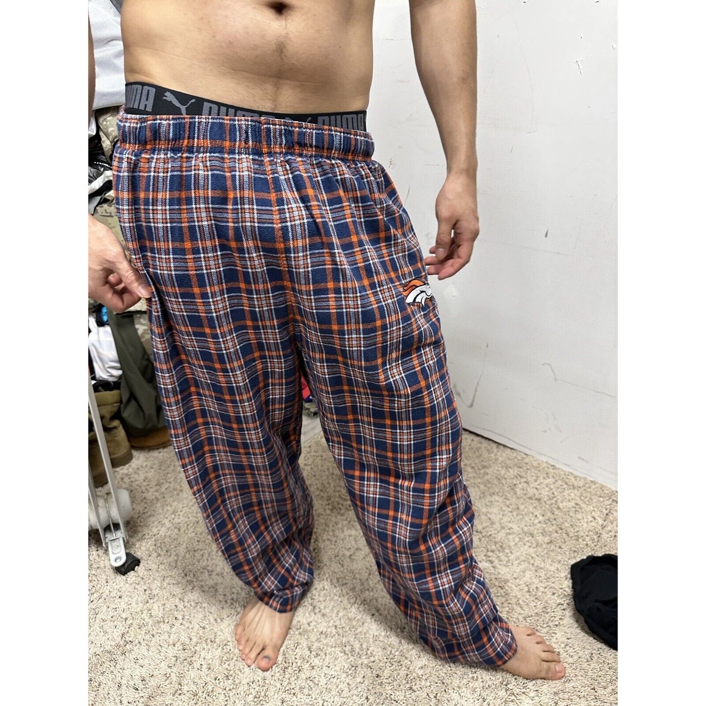 Men’s Plaid NFL Team Large Denver Broncos Pajama Pants Lounge Sleepwear