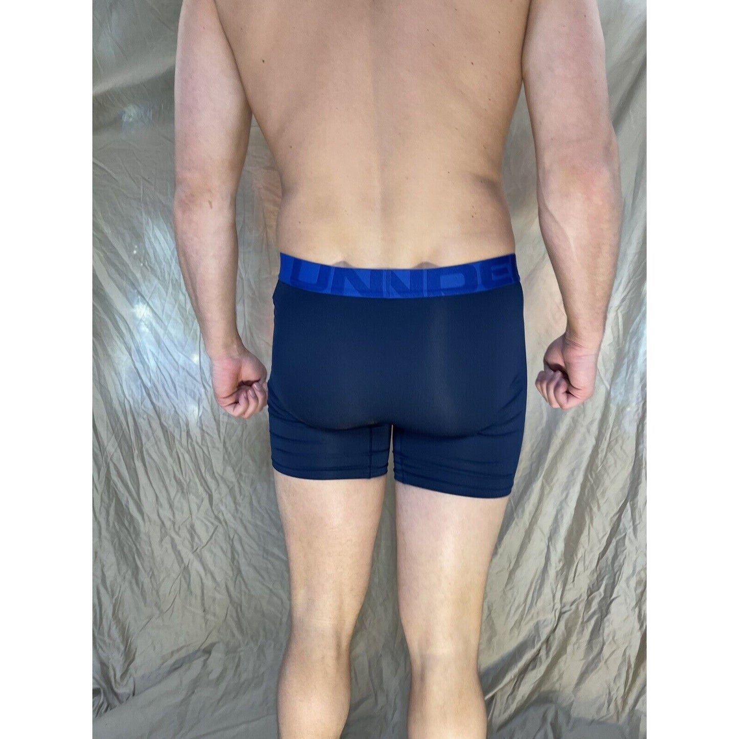 men's small under armour navy blue the tech mesh boxerjock