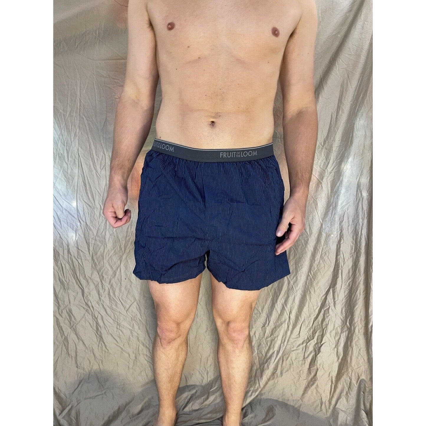men's fruit of the loom Striped Dark blue boxer shorts Size Small