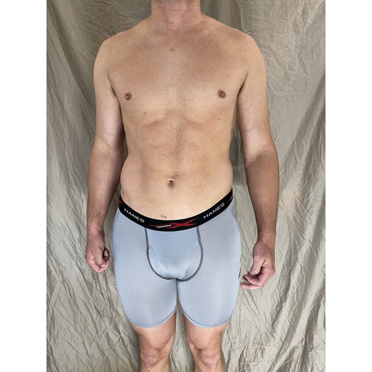 men's hanes x-temp long leg gray black band medium
