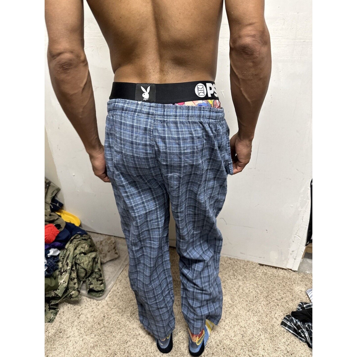 Men’s Blue Plaid Hathaway Sport Small Lounge Pants Pajamas