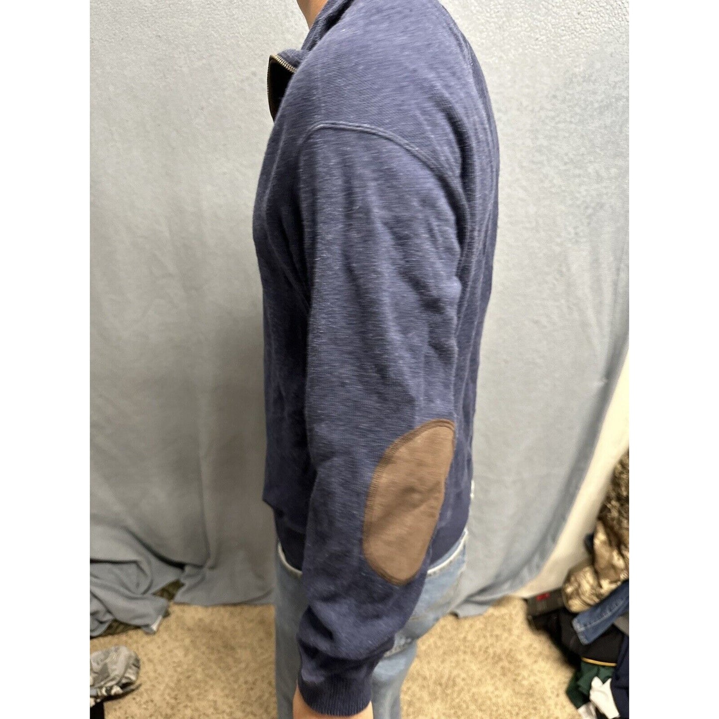 Men’s Dark Blue Medium Cremieux 1/4 Zip Long Sleep Pullover Sweater