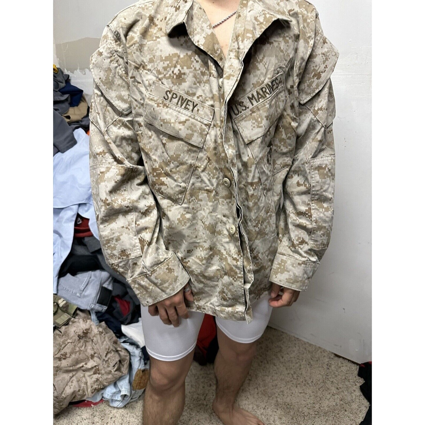 Men’s USMC Marine Corps Blouse Top Uniform Large Short