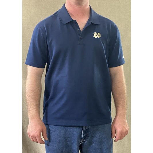 Notre Dame ND Adidas Climalite Men’s Large Navy Blue Golf Polyester Polo Shirt