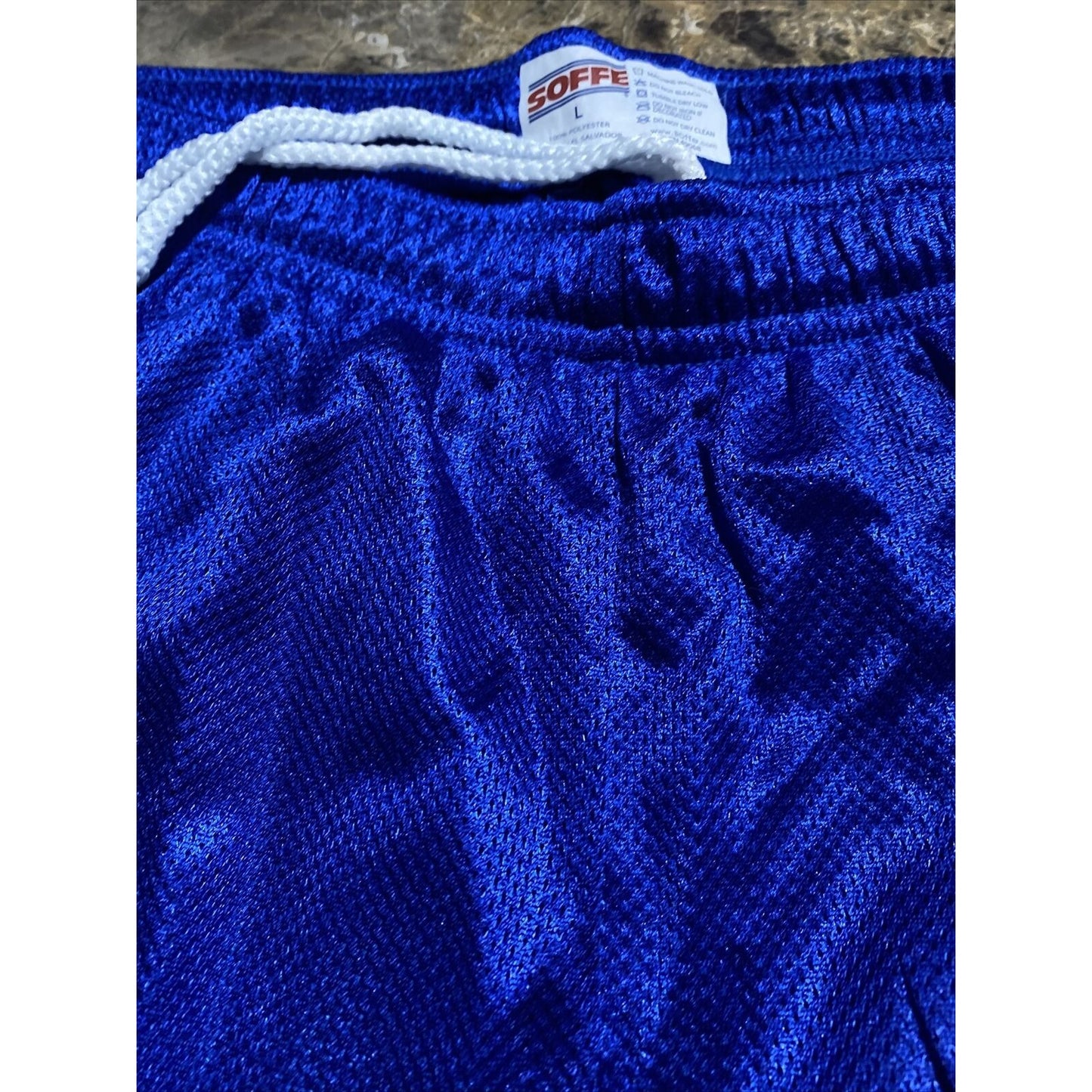 Soffe Men’s Large Royal Blue Basketball Training Polyester Mesh Shorts