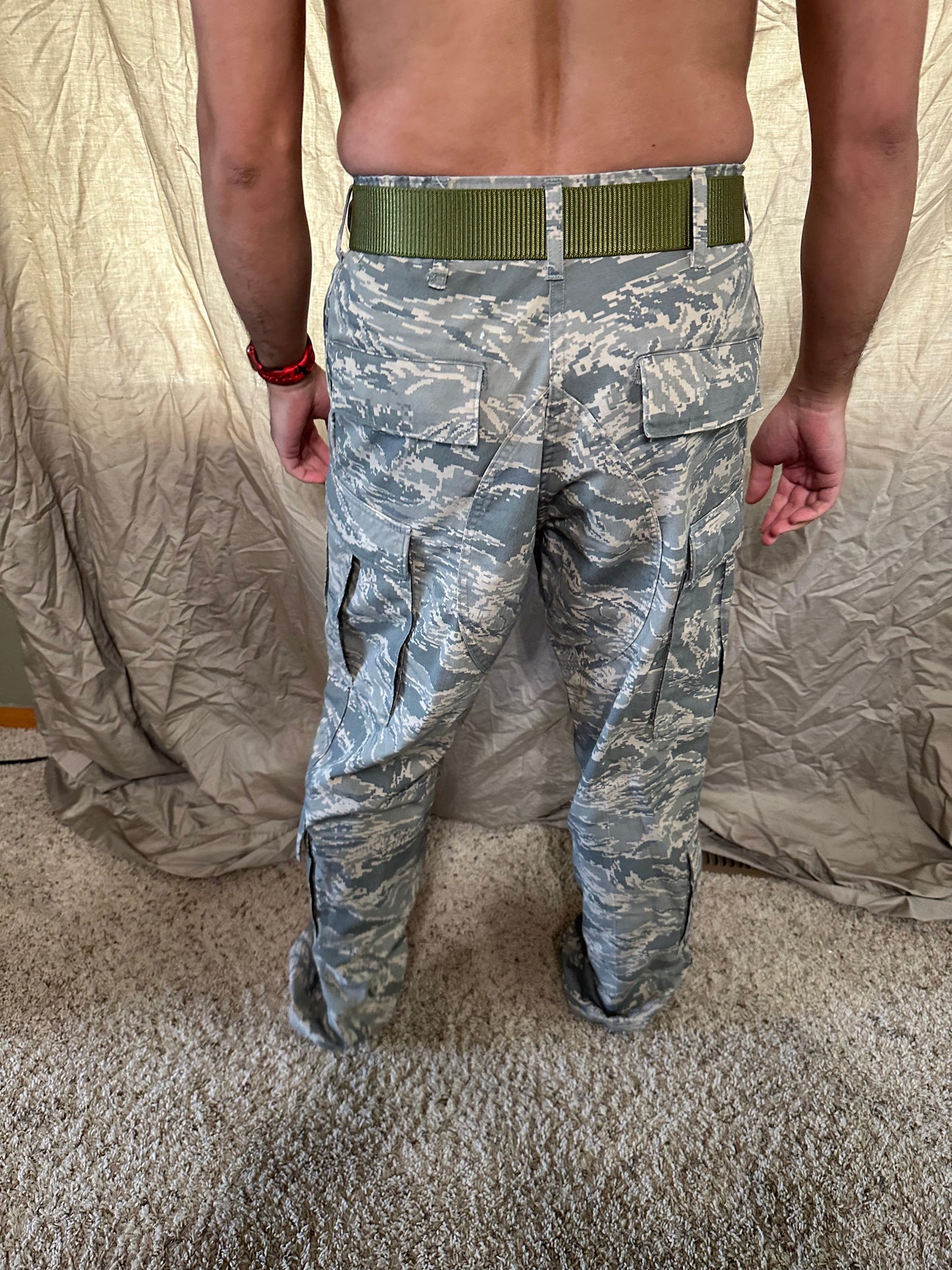 Men’s 30R Abu airman battle uniform USAF civil air patrol pants with olive green belt included