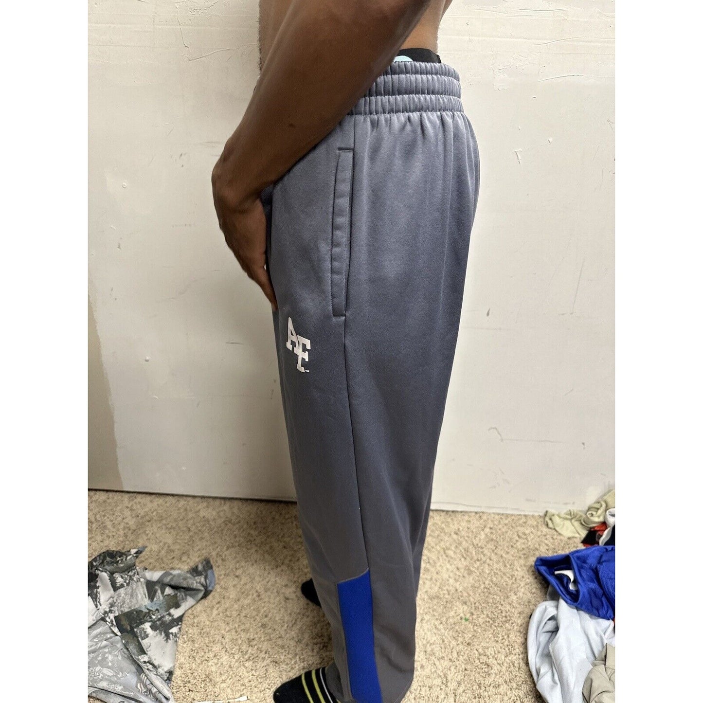 Men’s Gray Large Russell Polyester Sweat Pants With Pockets Air Force Falcons US