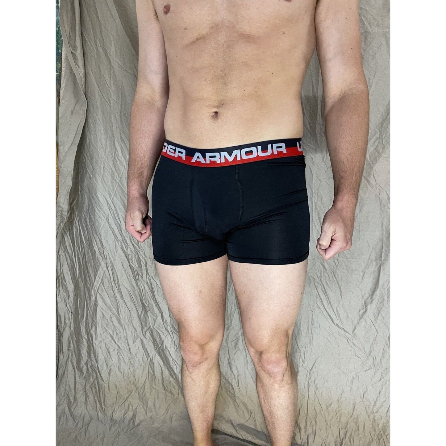 boys under armour black boxerjock red and black band youth XL