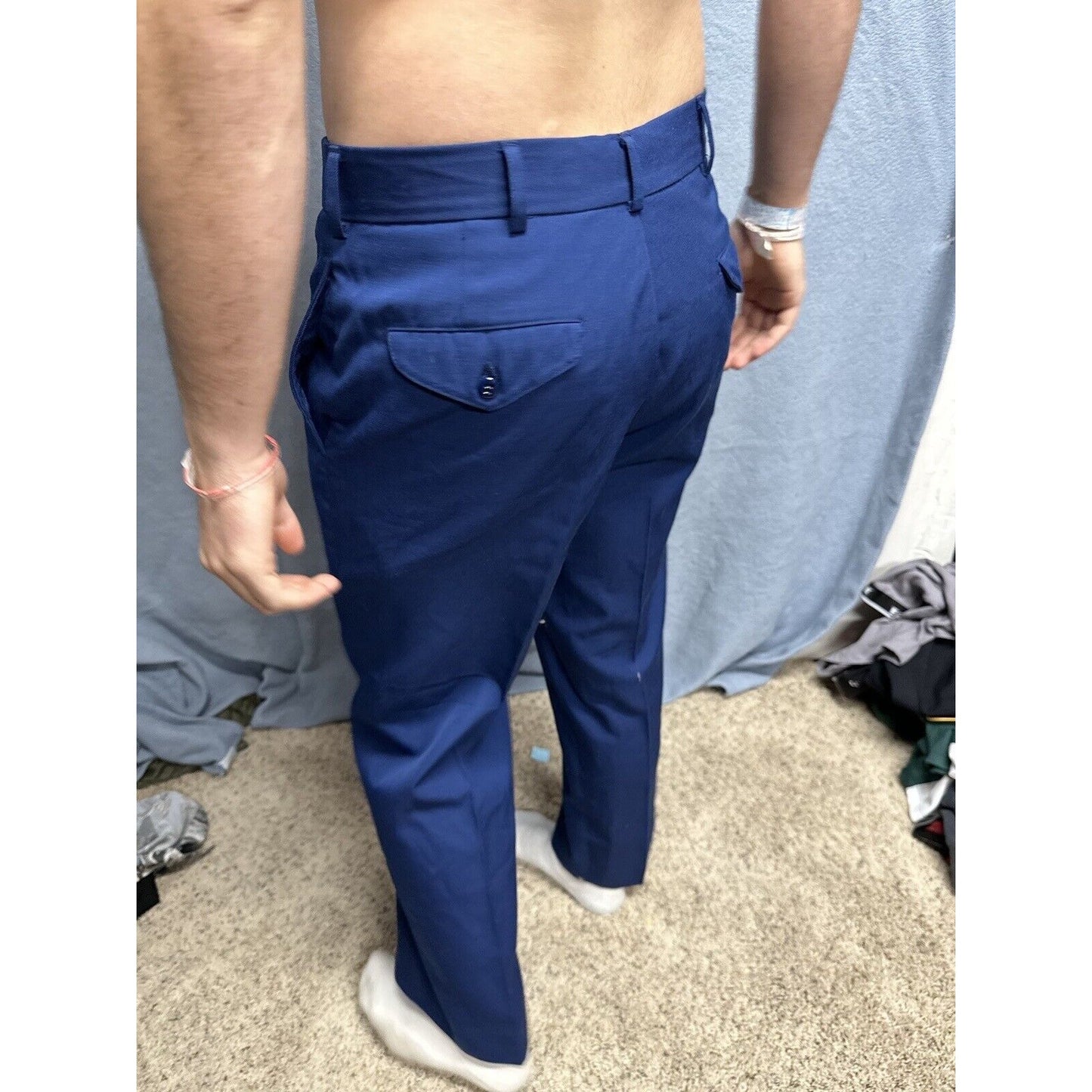 Men’s Usmc Trousers Uniform Pants Marines 33S Poly Wool Blue