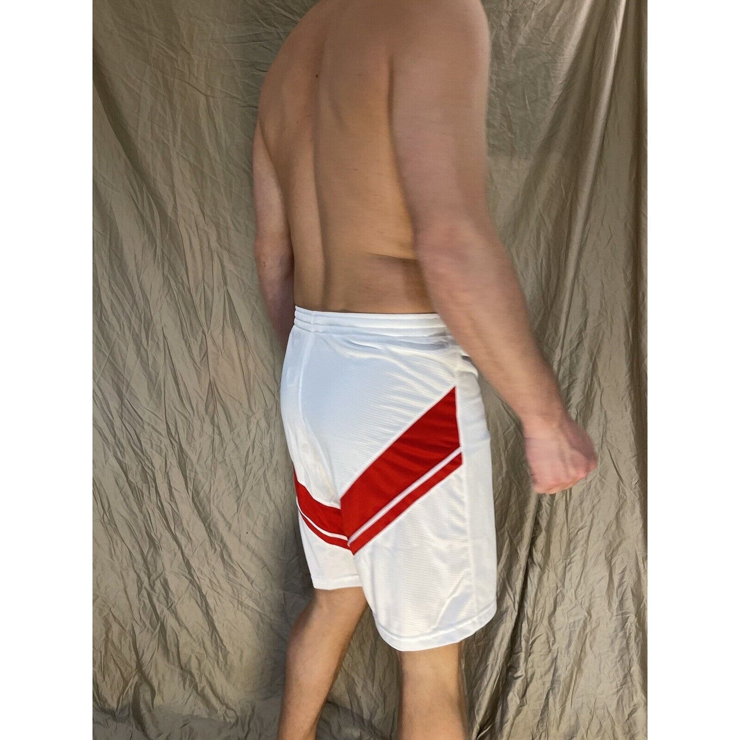 men's large under armour White With Red athletic workout lacrosse shorts