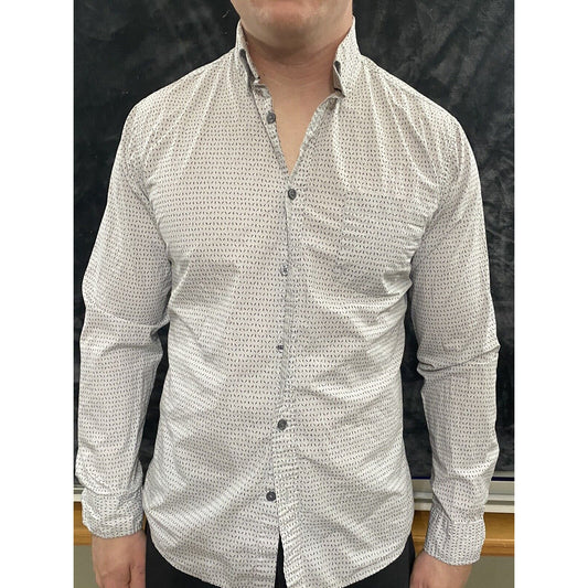 Mossimo Slim Fit Men’s Medium Gray with Black Confetti Button-down Long Sleeves