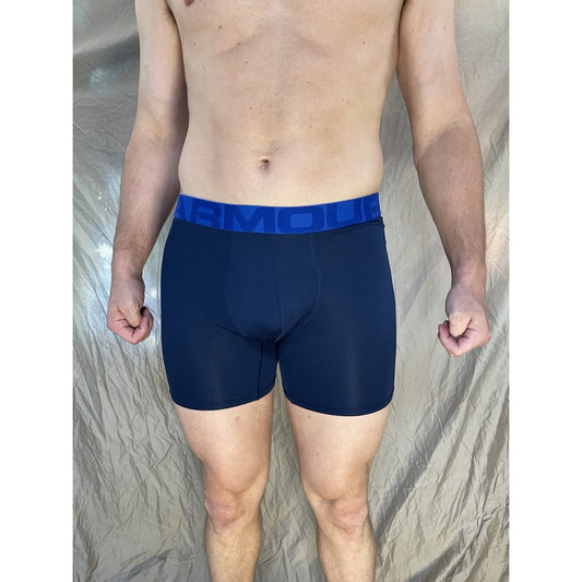 men's small under armour navy blue the tech mesh boxerjock