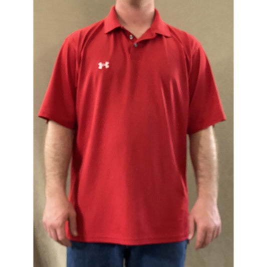 Under Armour Men’s Large Red Polyester Stretch  Golf Polo Shirt