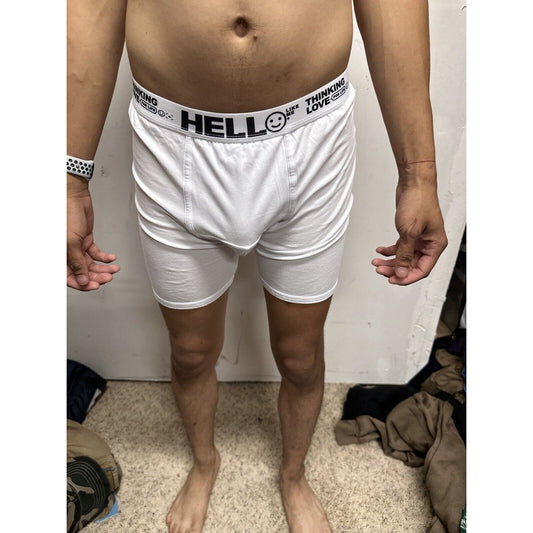Men’s White Medium Hello Thinking Love For Life Boxer Briefs