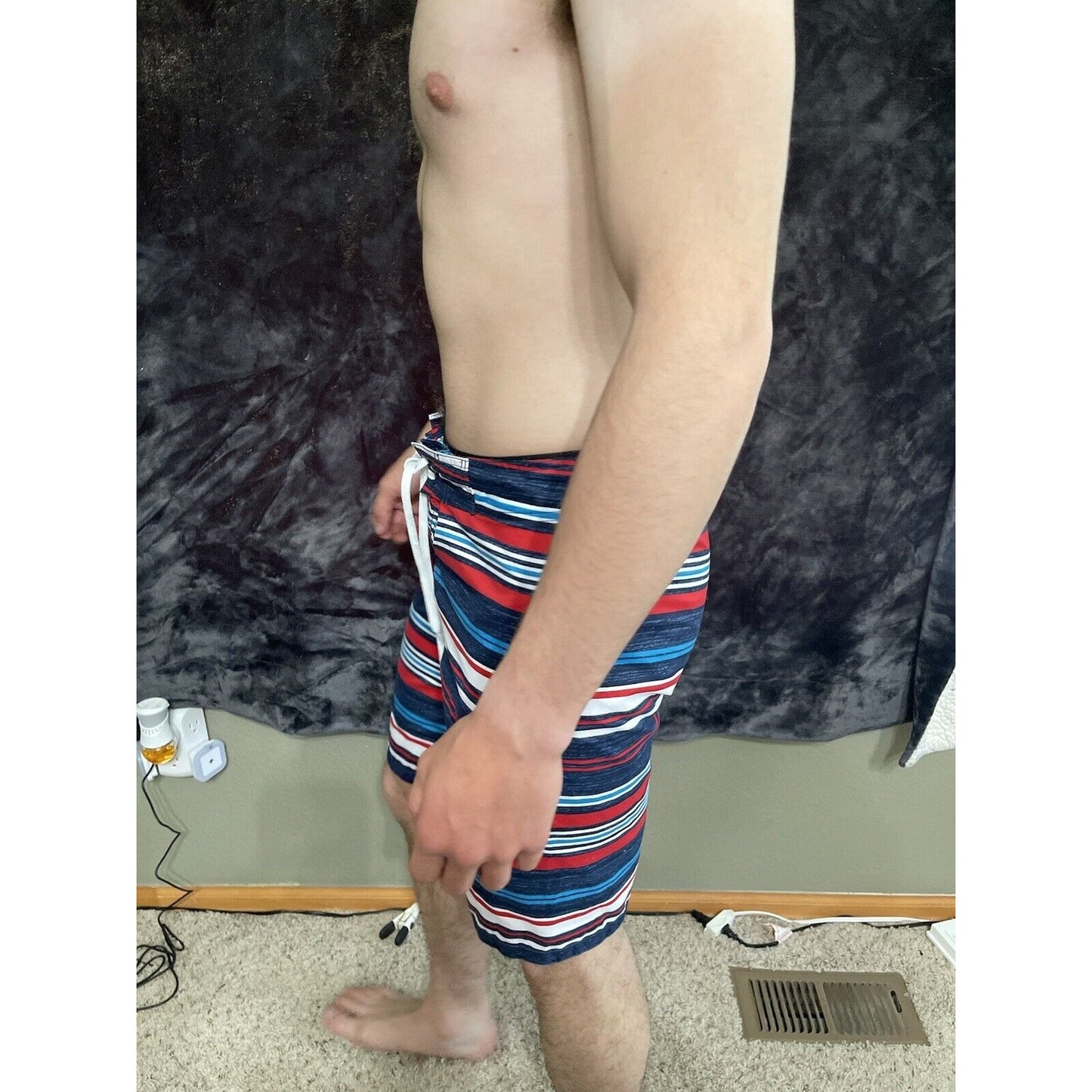 Men’s Small Old Navy Swim Trunks Striped Patriotic