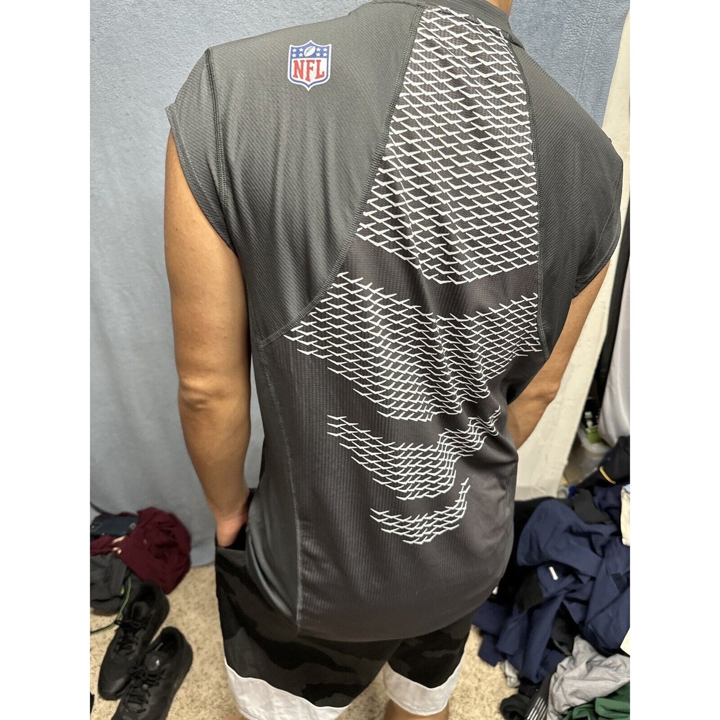 Men’s NFL On Field Apparel Muscle Shirt Gray New York Jets Shirt Large