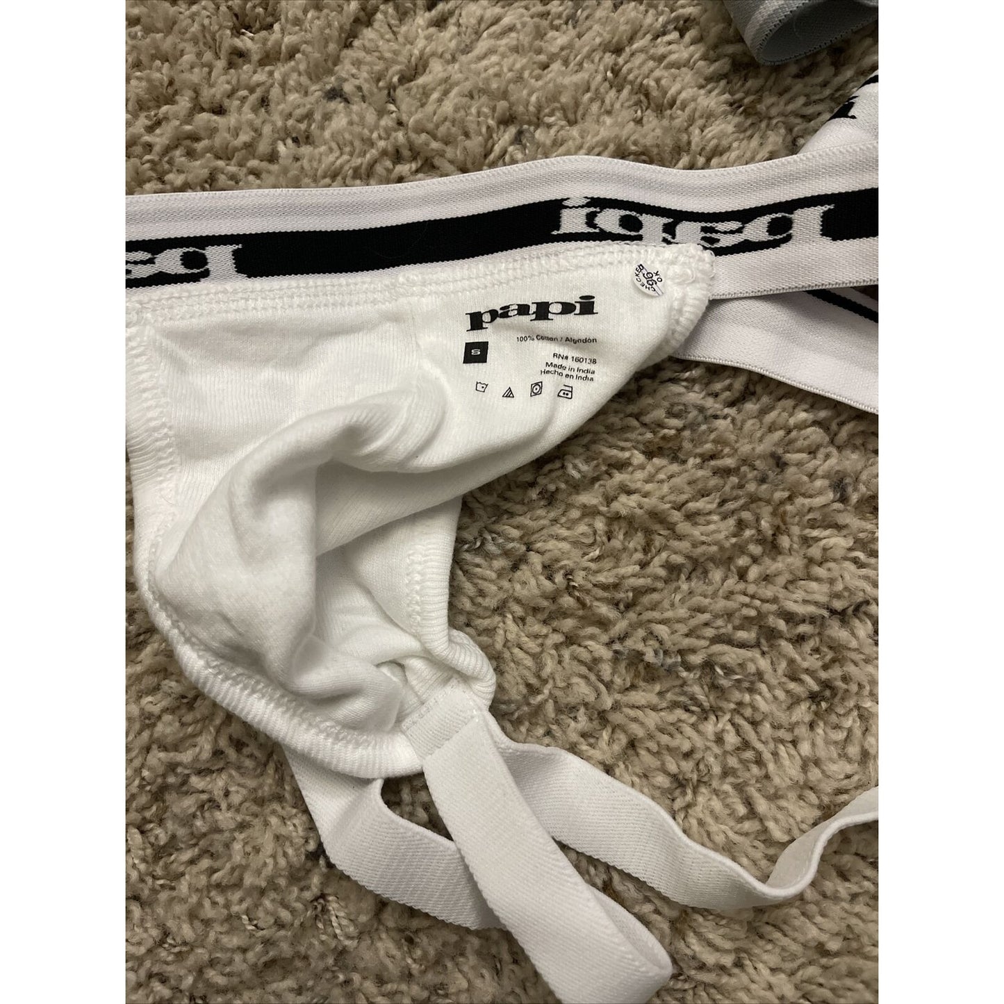 men's white papi black label cotton jock jockstrap athletic New UnWorn small
