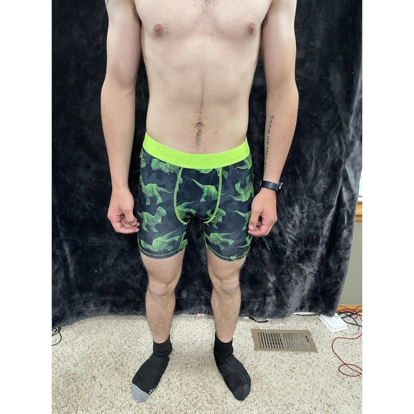 Men’s Crazy Boxer Brief Toy Story Dinosaur Disney Pixar Size Medium Green