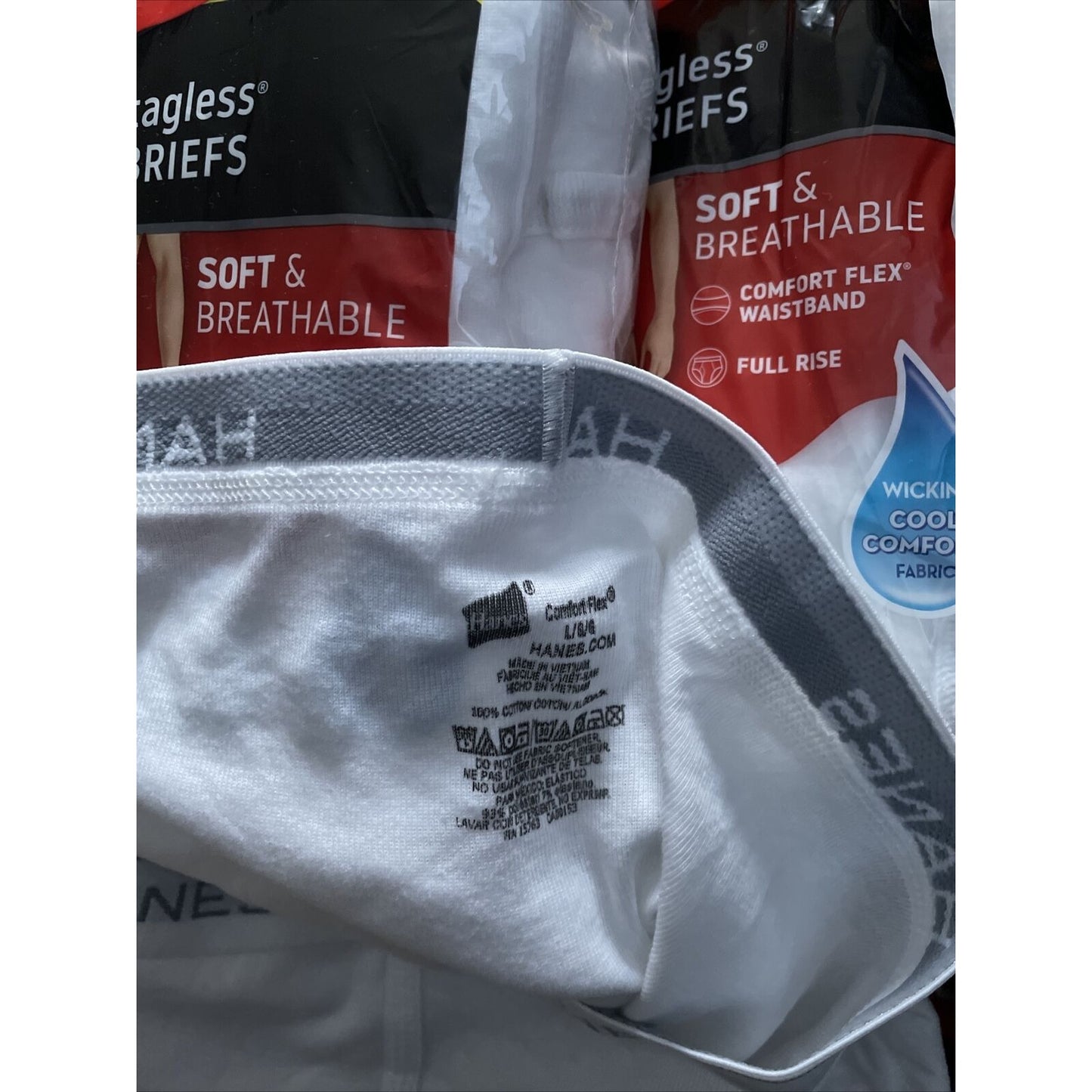 Men’s Hanes Comfort Flex 1 White Briefs Size Large Tighty  Whities New Unworn