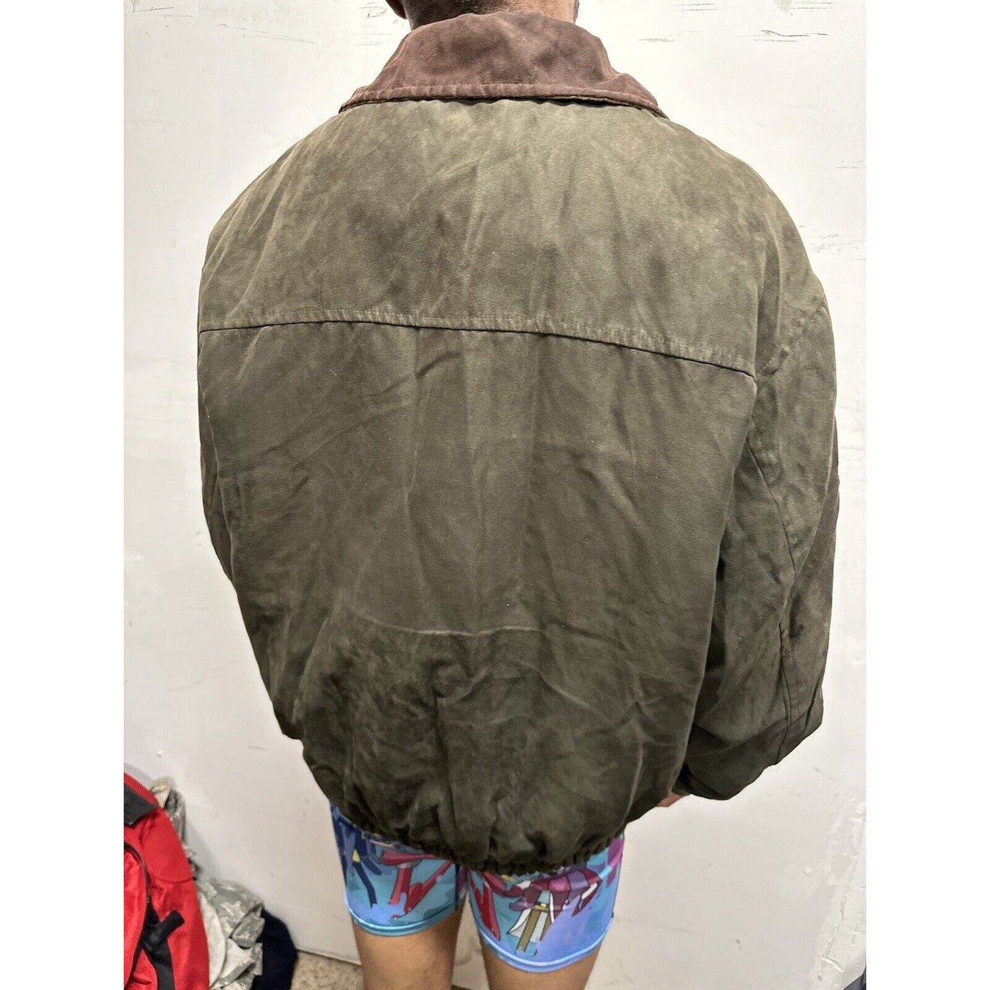 Men’s Forest Green Weather Report Full Zip Jacket Poly Suede Look