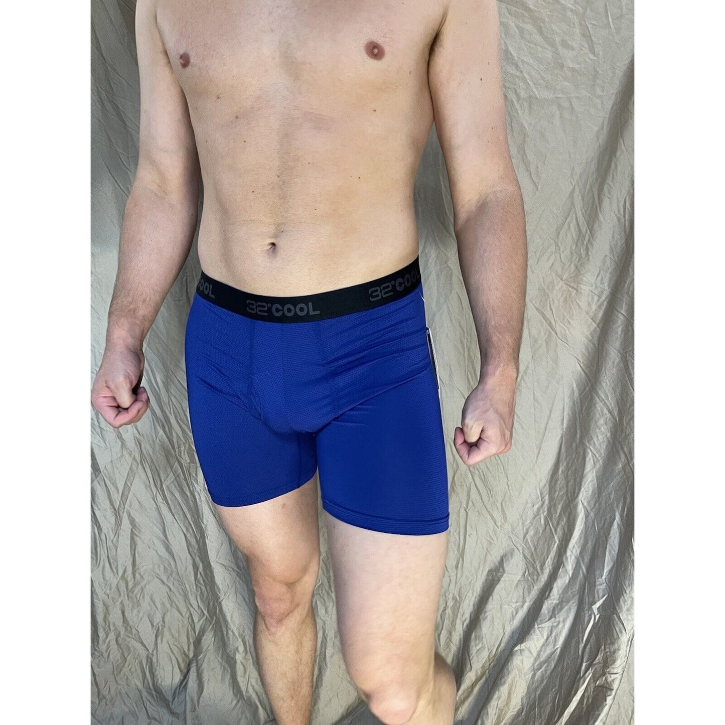 32 Degrees Cool, Mesh Boxer Brief, Performance Wicking Fly Large Blue