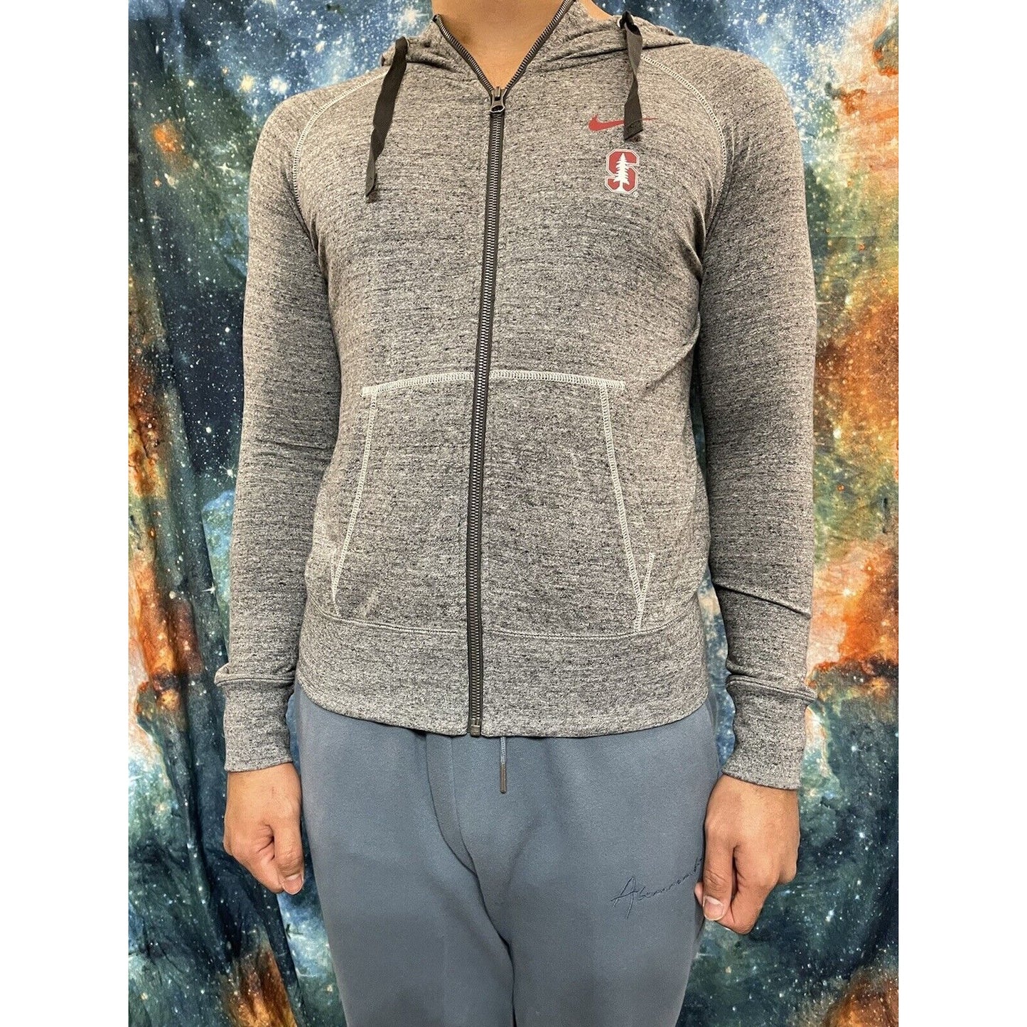 Men’s Nike Medium Full Zip Gray Stanford Hoodie